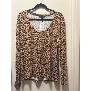 INC International Concepts Top Womens XL Leopard Cheetah Print Scoop